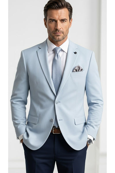 Erkek Slim Fit Çift Düğme Çift Yırtmaçlı Blazer Ceket – Premium Dokulu Kumaş - Mavi