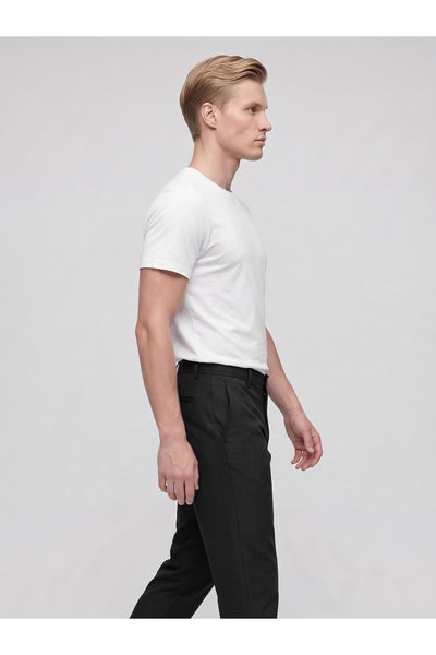 Erkek Yazlık Bağcıklı Kumaş Pantolon – Slim Fit Rahat Kesim Günlük Pantolon - Siyah