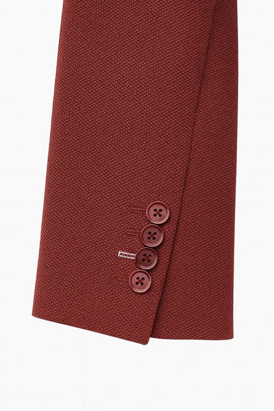 Bordo Erkek Tek Düğmeli Blazer Ceket – Dokulu Kumaş, Çift Yırtmaçlı Şık Tasarım - Bordo