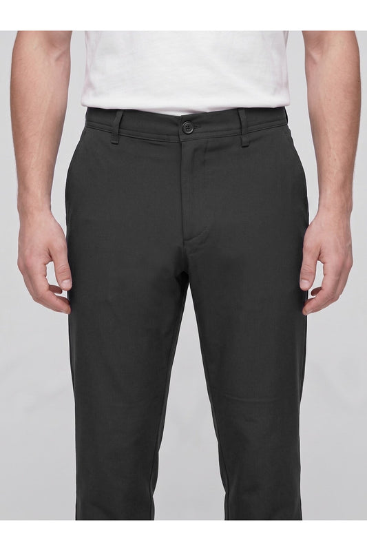 Erkek Yazlık Bağcıklı Kumaş Pantolon – Slim Fit Rahat Kesim Günlük Pantolon - Siyah
