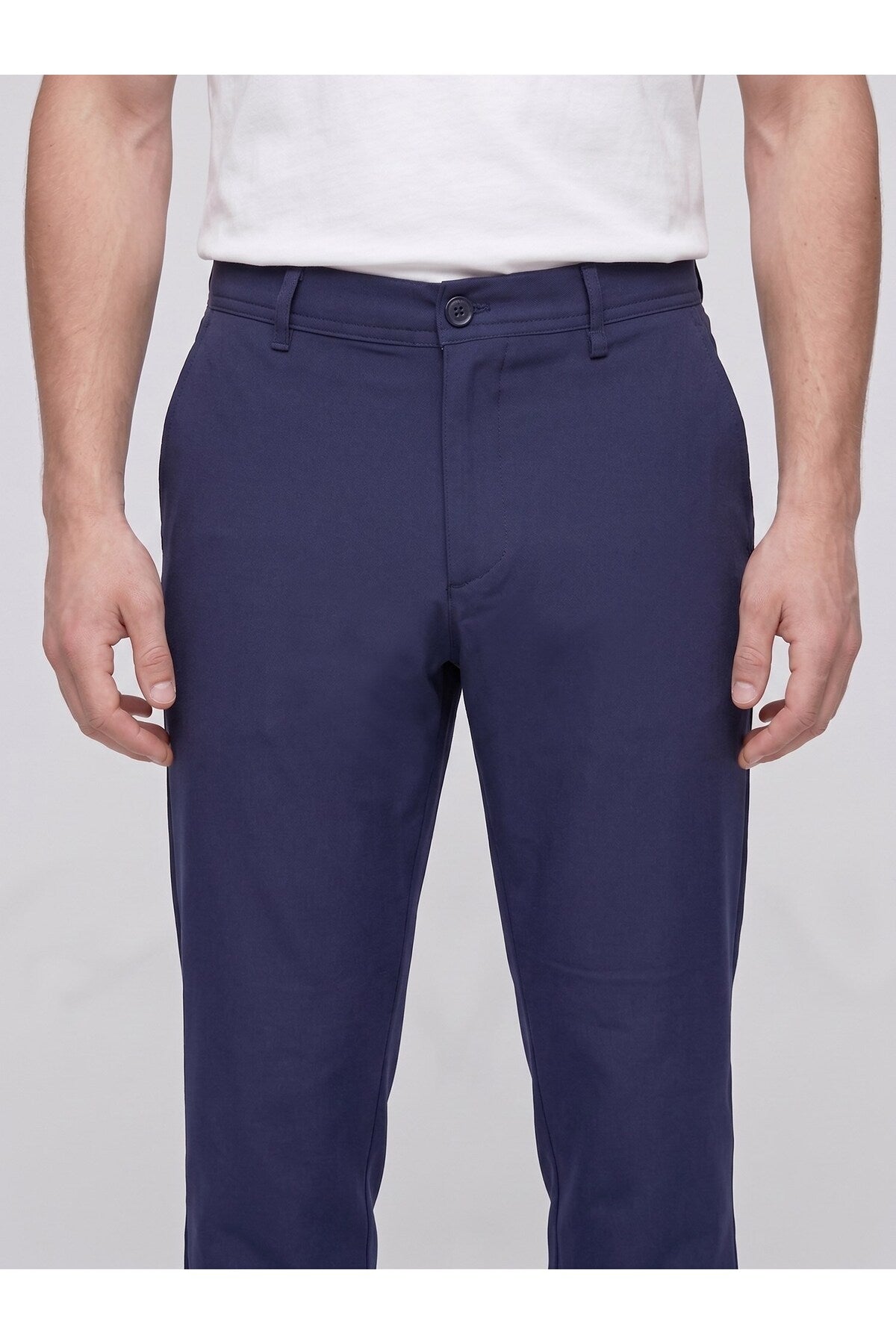 Erkek Yazlık Bağcıklı Kumaş Pantolon – Slim Fit Rahat Kesim Günlük Pantolon - Lacivert
