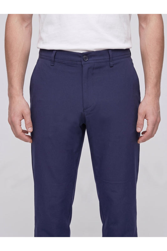 Erkek Yazlık Bağcıklı Kumaş Pantolon – Slim Fit Rahat Kesim Günlük Pantolon - Lacivert