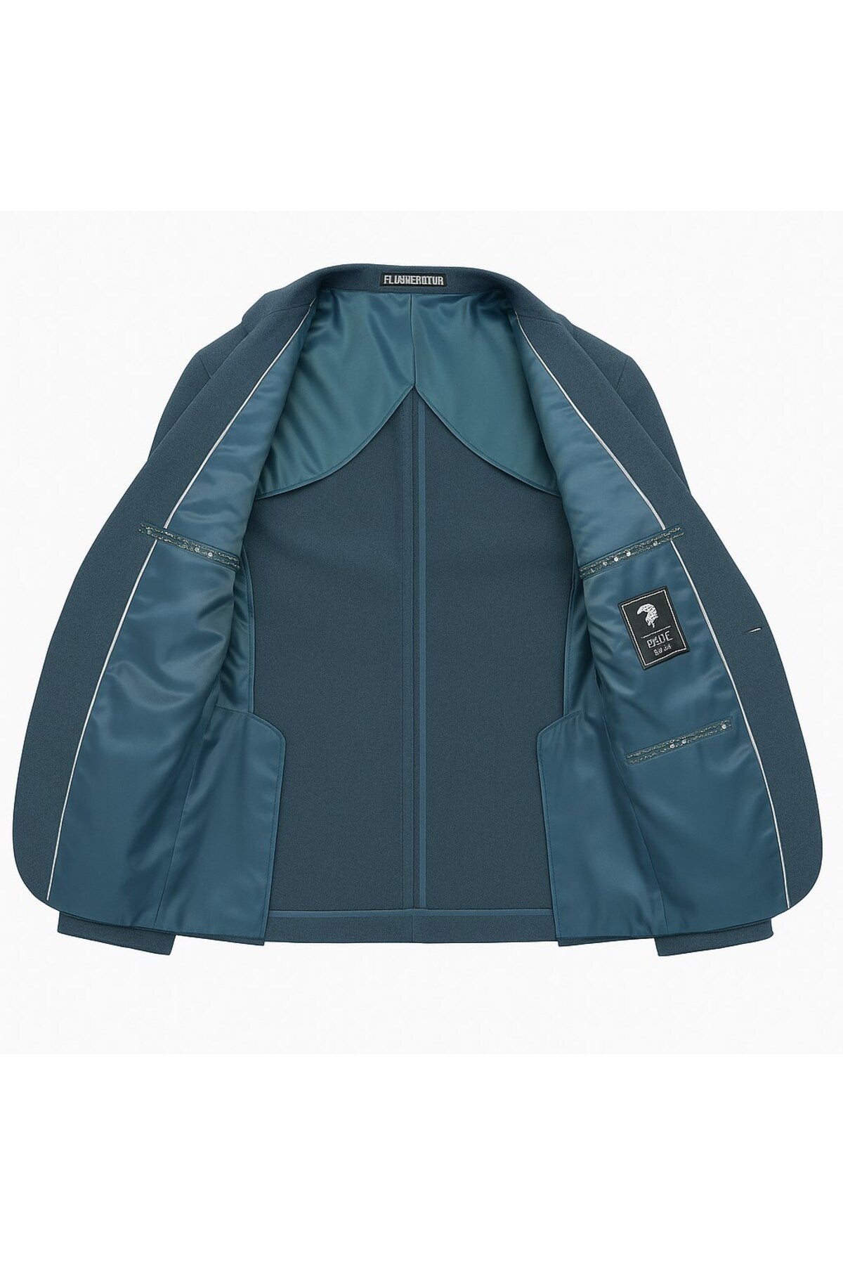 Erkek Slim Fit Blazer Ceket Tek Düğmeli Çift Yırtmaçlı Torba Cepli Yarım Astarlı - Mavi