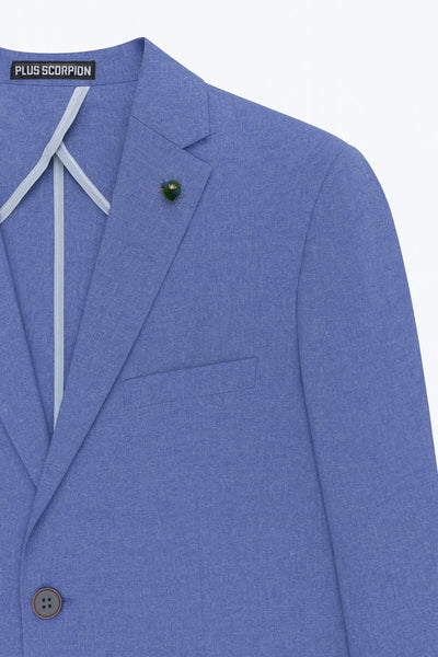 Erkek Slim Fit Blazer Ceket Tek Düğmeli Çift Yırtmaçlı Torba Cepli Yarım Astarlı - Mavi