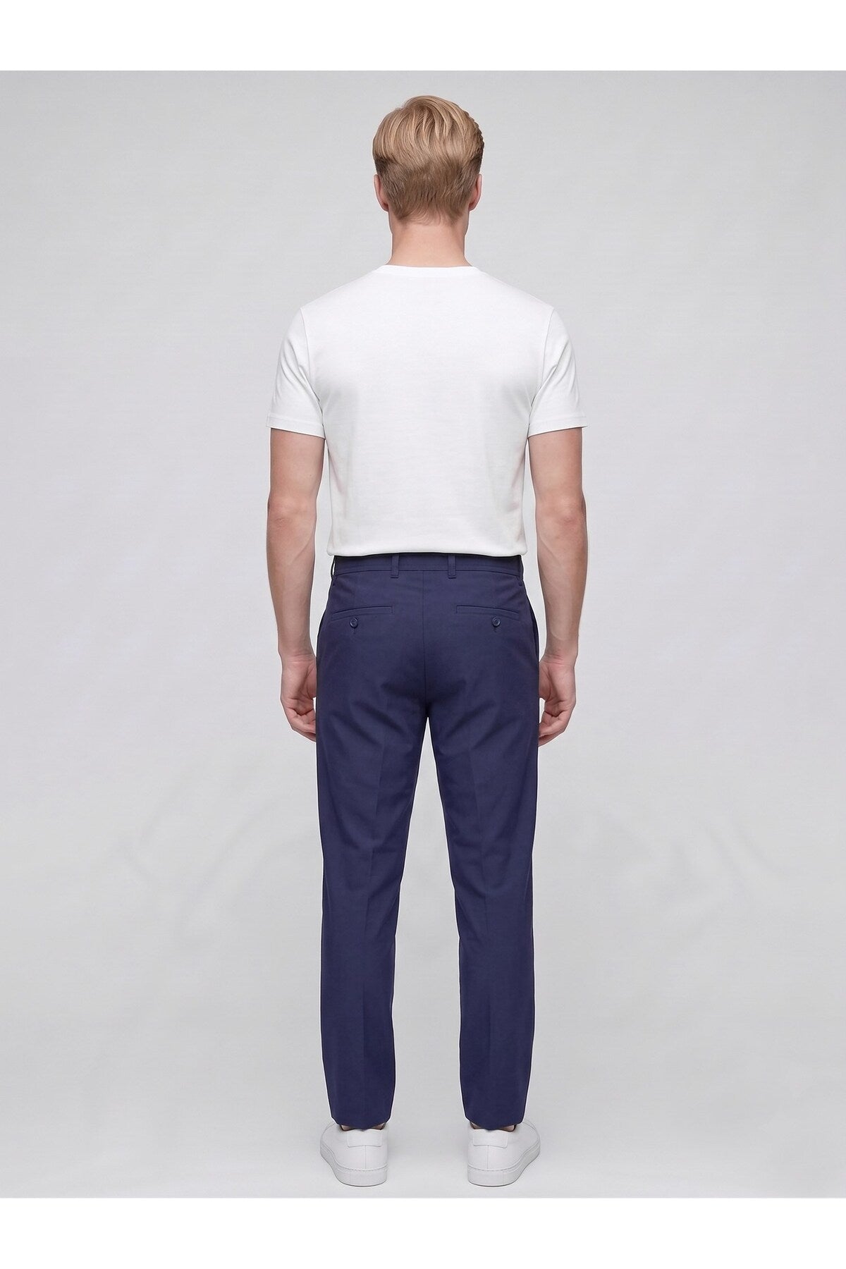 Erkek Yazlık Bağcıklı Kumaş Pantolon – Slim Fit Rahat Kesim Günlük Pantolon - Lacivert