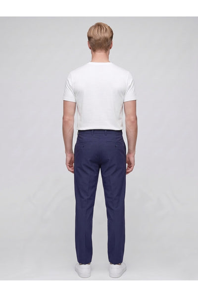 Erkek Yazlık Bağcıklı Kumaş Pantolon – Slim Fit Rahat Kesim Günlük Pantolon - Lacivert