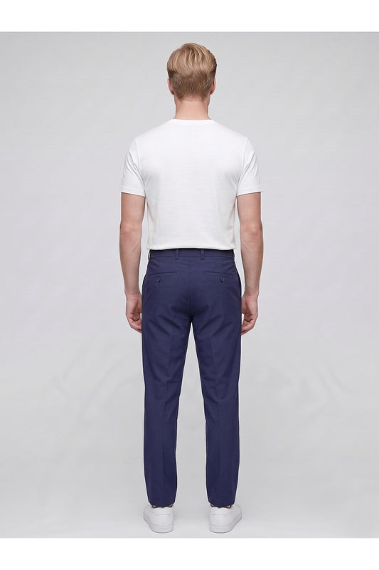 Erkek Yazlık Bağcıklı Kumaş Pantolon – Slim Fit Rahat Kesim Günlük Pantolon - Lacivert