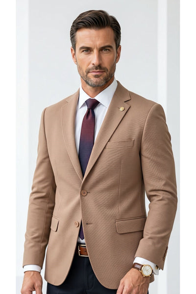 Erkek Slim Fit Çift Düğme Çift Yırtmaçlı Blazer Ceket – Premium Dokulu Kumaş - Turuncu