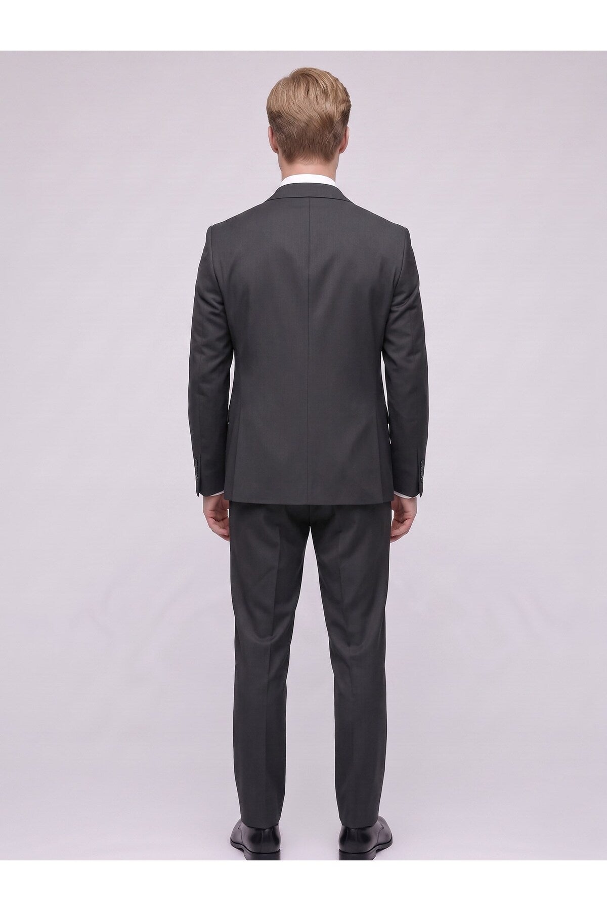 Erkek 3 Parça Slim Fit Çift Yırtmaçlı Takım Elbise Yelekli Şık Klasik Takım 6 Drop - Siyah