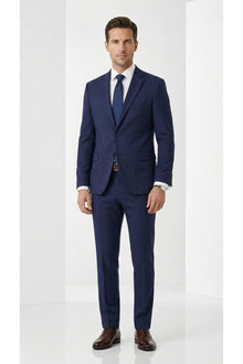Erkek Klasik 2’li Takım Elbise 2 Düğmeli Slim Fit Esnek Kumaş Çift Yırtmaçlı 7 Drop - Lacivert