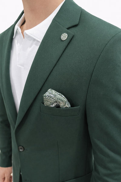Pike Kumaş Jogger Pantolonlu Erkek Takım Elbise – Torba Cepli Tek Düğme Slim Fit Kombin - Yeşil