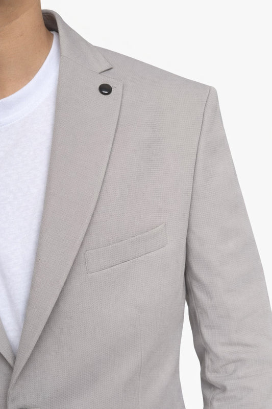 Erkek Slim Fit Mikro Desenli Takım Elbise 2 Düğmeli Çift Yırtmaçlı Modern Ceket Pantolon Takım - Gri