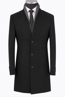 Erkek Uzun Kaşe Kaban – İtalyan Kesim Slim Fit Şık Model - Siyah