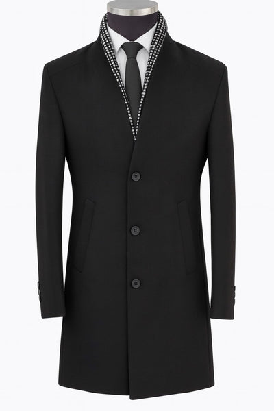 Erkek Uzun Kaşe Kaban – İtalyan Kesim Slim Fit Şık Model - Siyah