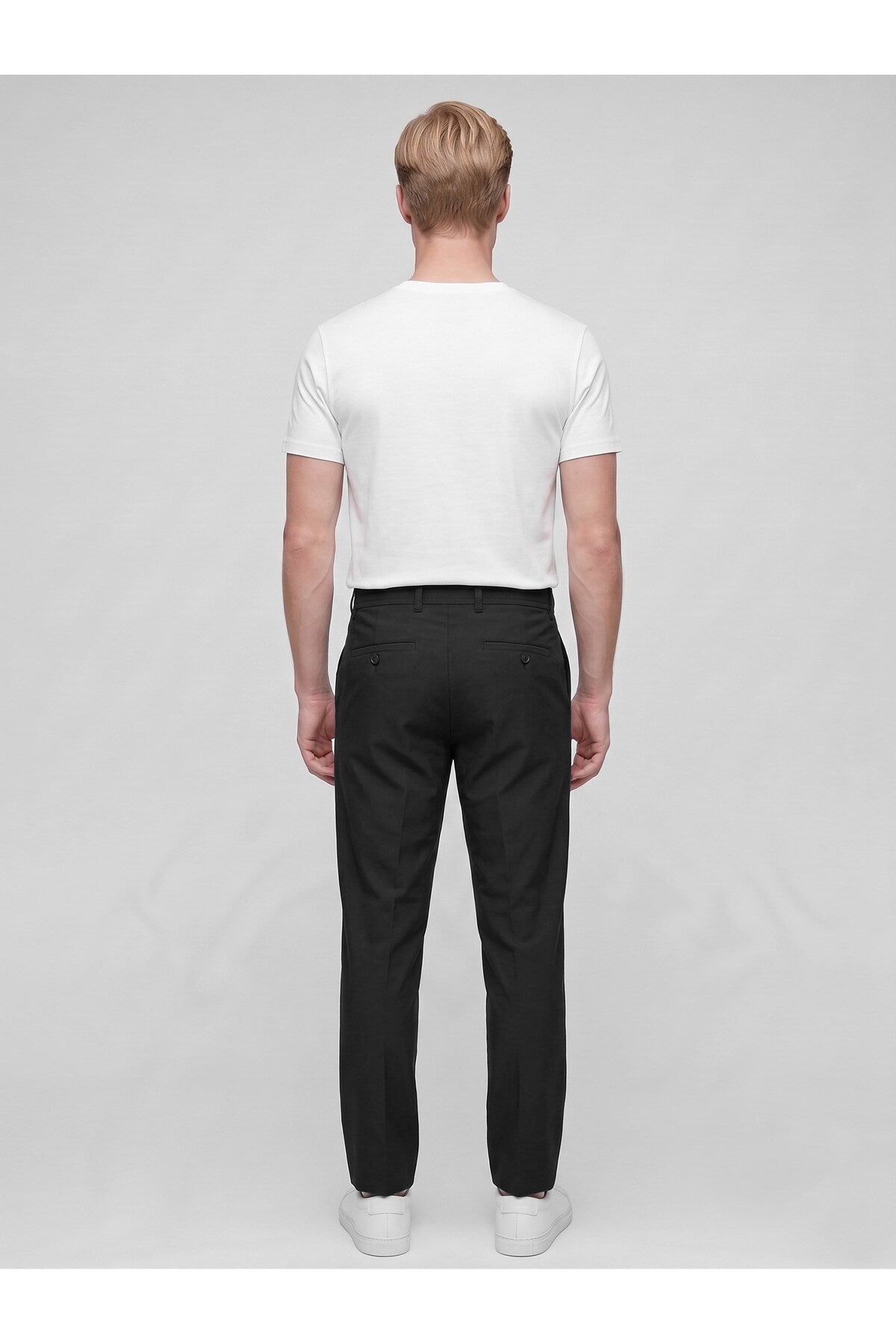 Erkek Yazlık Bağcıklı Kumaş Pantolon – Slim Fit Rahat Kesim Günlük Pantolon - Siyah
