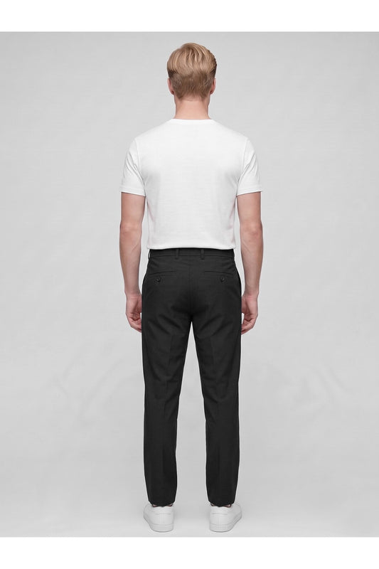 Erkek Yazlık Bağcıklı Kumaş Pantolon – Slim Fit Rahat Kesim Günlük Pantolon - Siyah