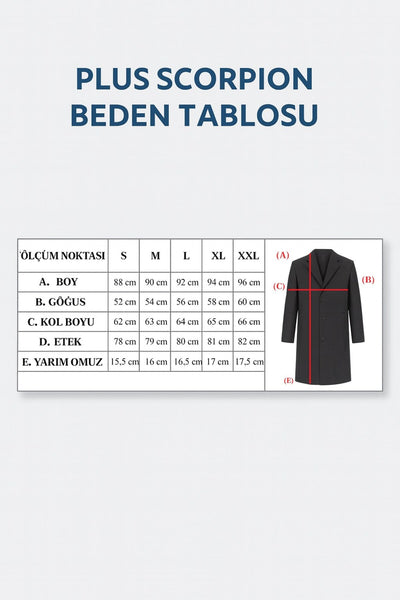 Erkek Uzun Kaşe Kaban – İtalyan Kesim Slim Fit Şık Model - Siyah