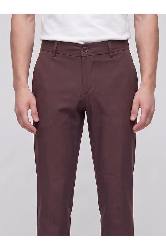 Erkek Yazlık Bağcıklı Kumaş Pantolon – Slim Fit Rahat Kesim Günlük Pantolon - Kahverengi