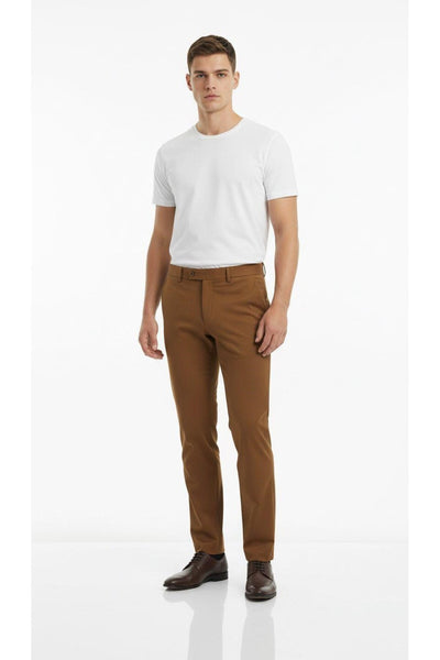 Erkek Slim Fit Klasik Kumaş Pantolon – Dar Kesim, Günlük ve Ofis Kullanımına Uygun Şık Tasarım - Bej