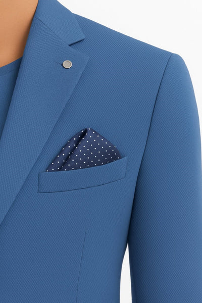 Erkek Slim Fit Blazer Ceket Açık İndigo – Tek Düğmeli – Şık Günlük & Ofis Kombinleri için – Tam Asta - Mavi