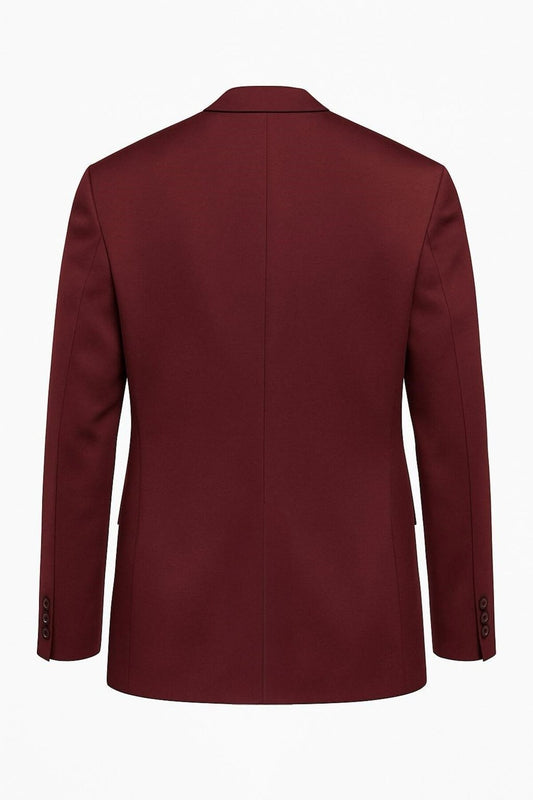 Bordo Erkek Tek Düğmeli Blazer Ceket – Dokulu Kumaş, Çift Yırtmaçlı Şık Tasarım - Bordo