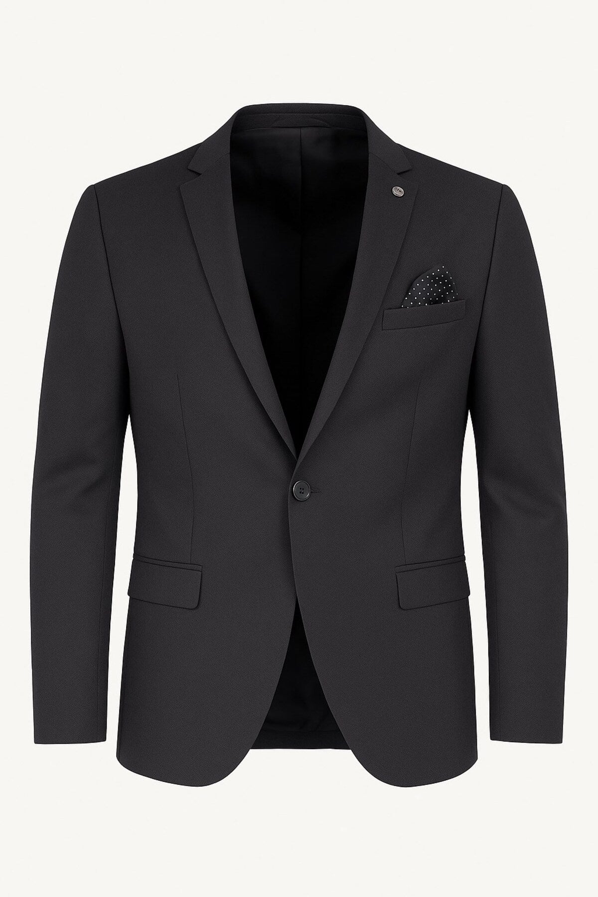Erkek Siyah Blazer Ceket – İtalyan Kesim, Tek Düğmeli,Çift Yırtmaçlı Şık Klasik Model - Siyah