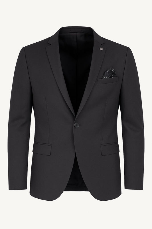 Erkek Siyah Blazer Ceket – İtalyan Kesim, Tek Düğmeli,Çift Yırtmaçlı Şık Klasik Model - Siyah