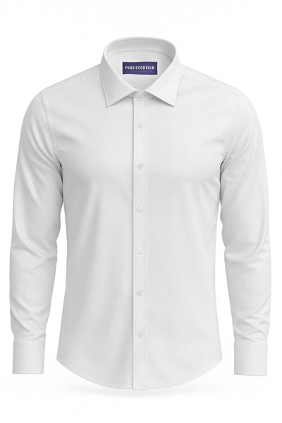 Erkek Beyaz Klasik Gömlek – Slim Fit, Düz Model, Şık Ofis & Günlük Kombin - Beyaz