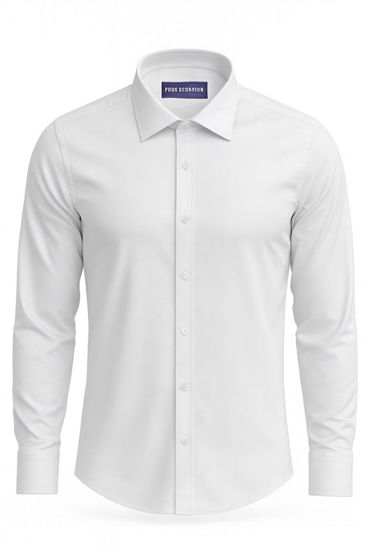 Erkek Beyaz Klasik Gömlek – Slim Fit, Düz Model, Şık Ofis & Günlük Kombin - Beyaz