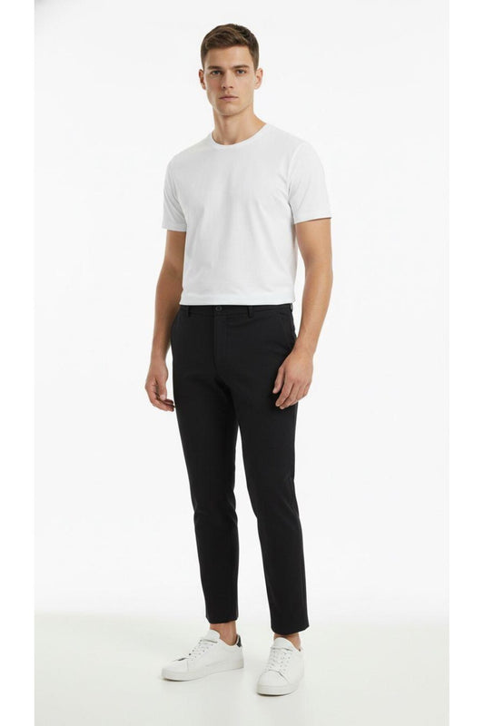 Erkek Slim Fit Klasik Kumaş Pantolon – Dar Kesim, Günlük ve Ofis Kullanımına Uygun Şık Tasarım - Siyah