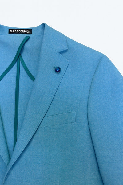 Erkek Slim Fit Blazer Ceket Tek Düğmeli Çift Yırtmaçlı Torba Cepli Yarım Astarlı - Turkuaz