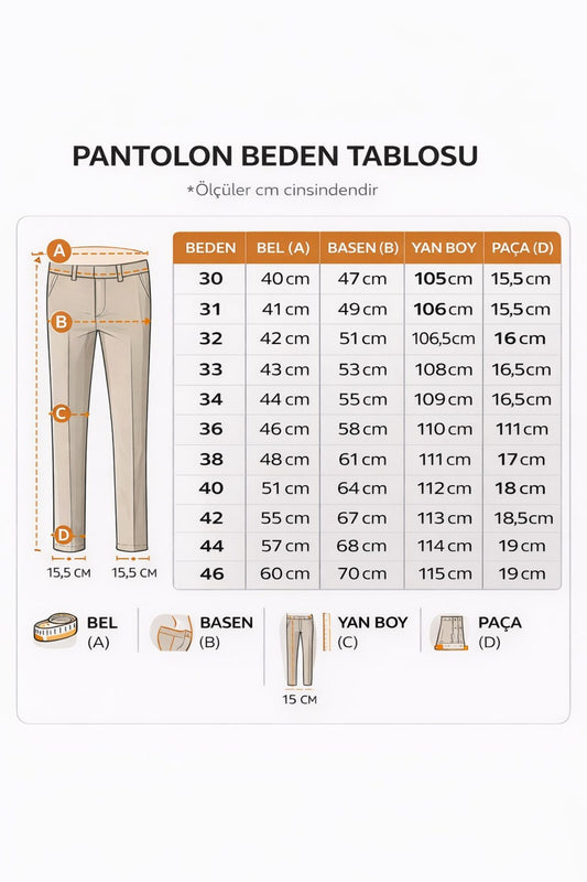 Erkek Tam Beli Lastikli Duble Paça Likralı Kumaş Pantolon - Gri