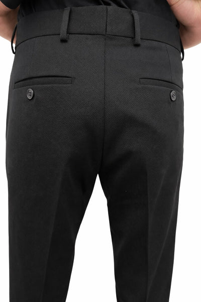 Erkek Klasik Slim Fit Armürlü Kumaş Tek Düğmeli Çift Yırtmaçlı Klasik Yaka Takım Elbise 7 Drop - Siyah
