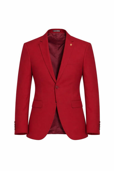 Erkek Mono Yaka Tek Düğmeli Çift Yırtmaçlı Blazer Ceket – Premium Dokuma Kumaş, 8 Renk - Kırmızı