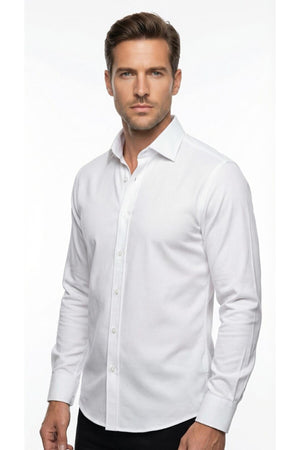 Erkek Beyaz Klasik Gömlek – Slim Fit, Düz Model, Şık Ofis & Günlük Kombin - Beyaz