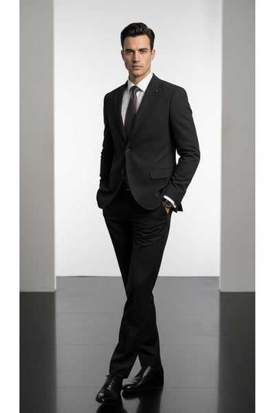Slim Fit Mikro Desenli Erkek Ceket Yazlık Pike Kumaş Çift Yırtmaç Blazer - Siyah