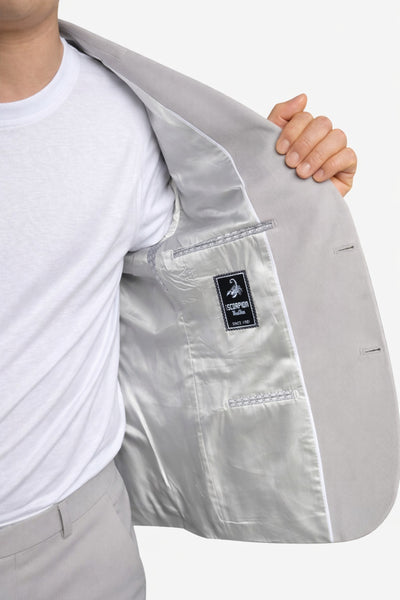 Erkek Slim Fit Mikro Desenli Takım Elbise 2 Düğmeli Çift Yırtmaçlı Modern Ceket Pantolon Takım - Gri
