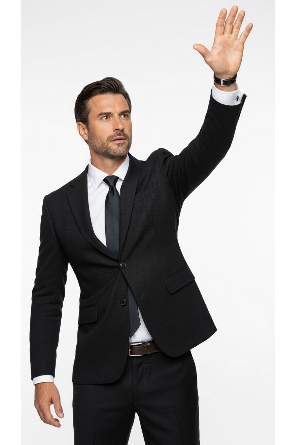 Erkek Slim Fit Çift Düğme Çift Yırtmaçlı Blazer Ceket – Premium Dokulu Kumaş - Siyah