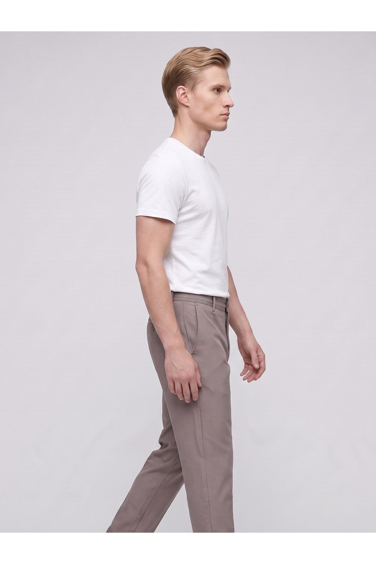 Erkek Yazlık Bağcıklı Kumaş Pantolon – Slim Fit Rahat Kesim Günlük Pantolon - Turuncu