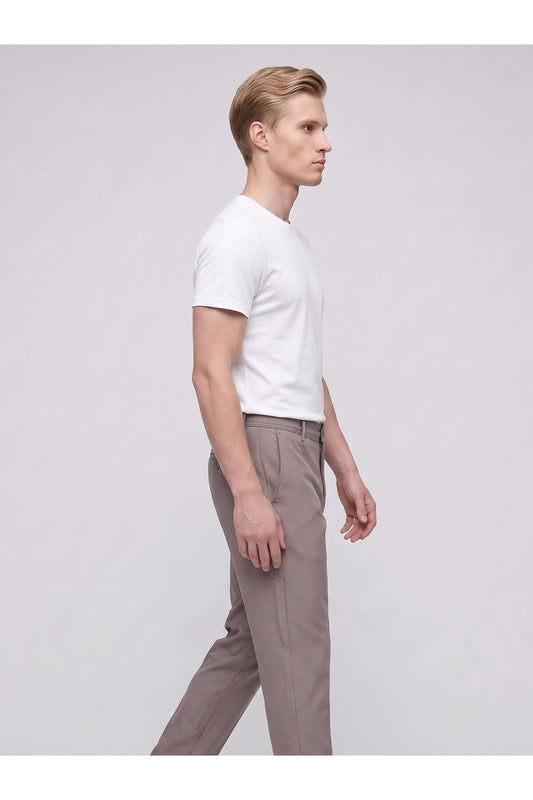 Erkek Yazlık Bağcıklı Kumaş Pantolon – Slim Fit Rahat Kesim Günlük Pantolon - Turuncu