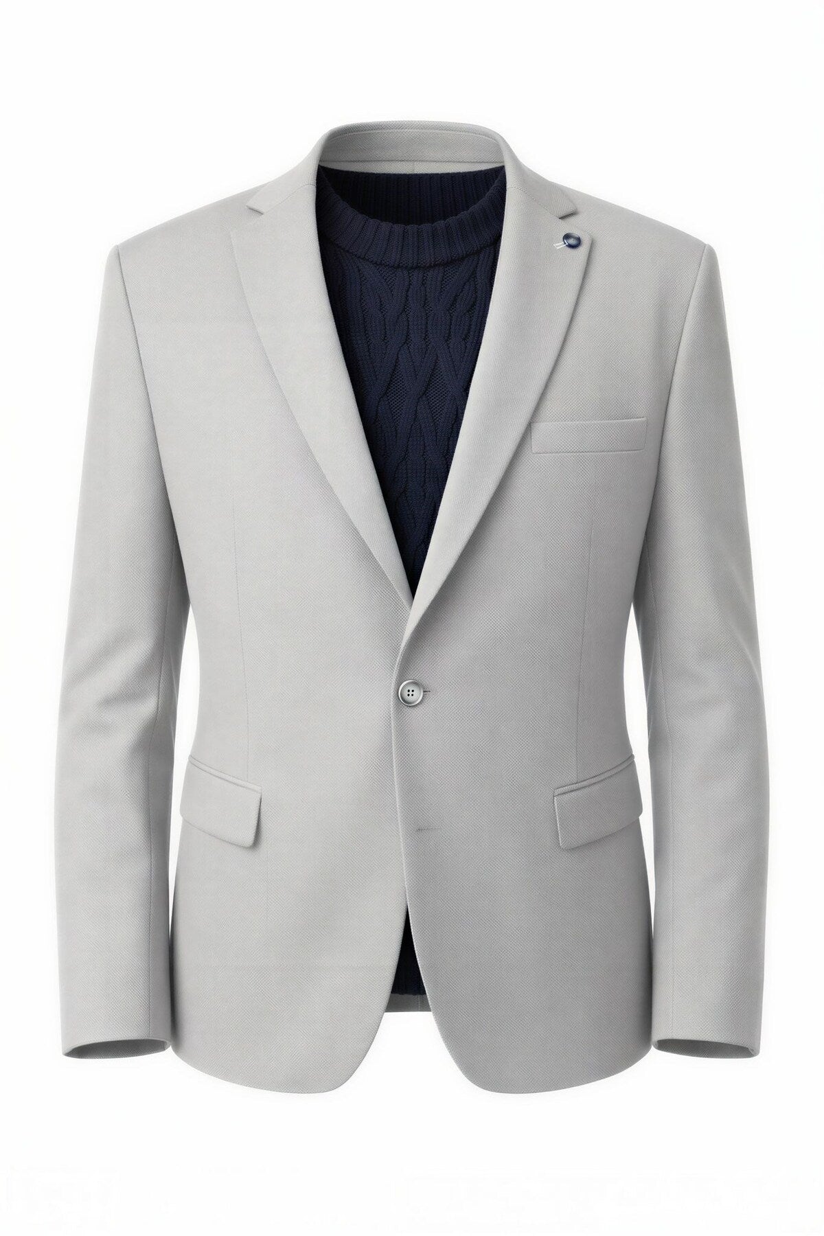 Erkek Açık Füme Slim Fit Blazer Ceket – Tek Düğme, Modern Kesim - Gri