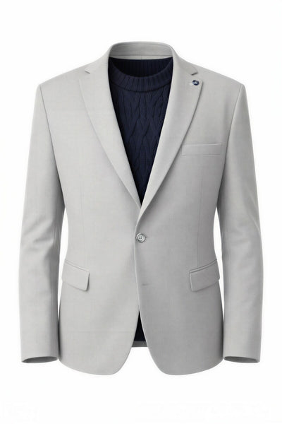 Erkek Açık Füme Slim Fit Blazer Ceket – Tek Düğme, Modern Kesim - Gri