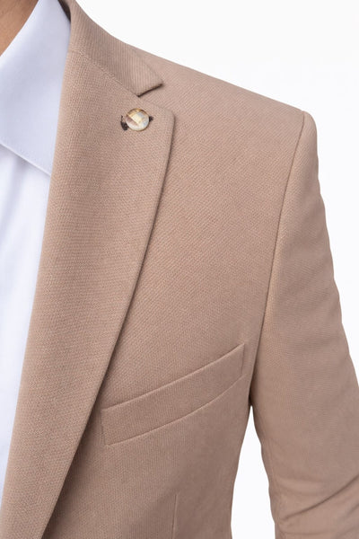 Erkek Slim Fit Tek Düğmeli Blazer Ceket – Vizon Renk, Şık ve Modern Kesim - Bej