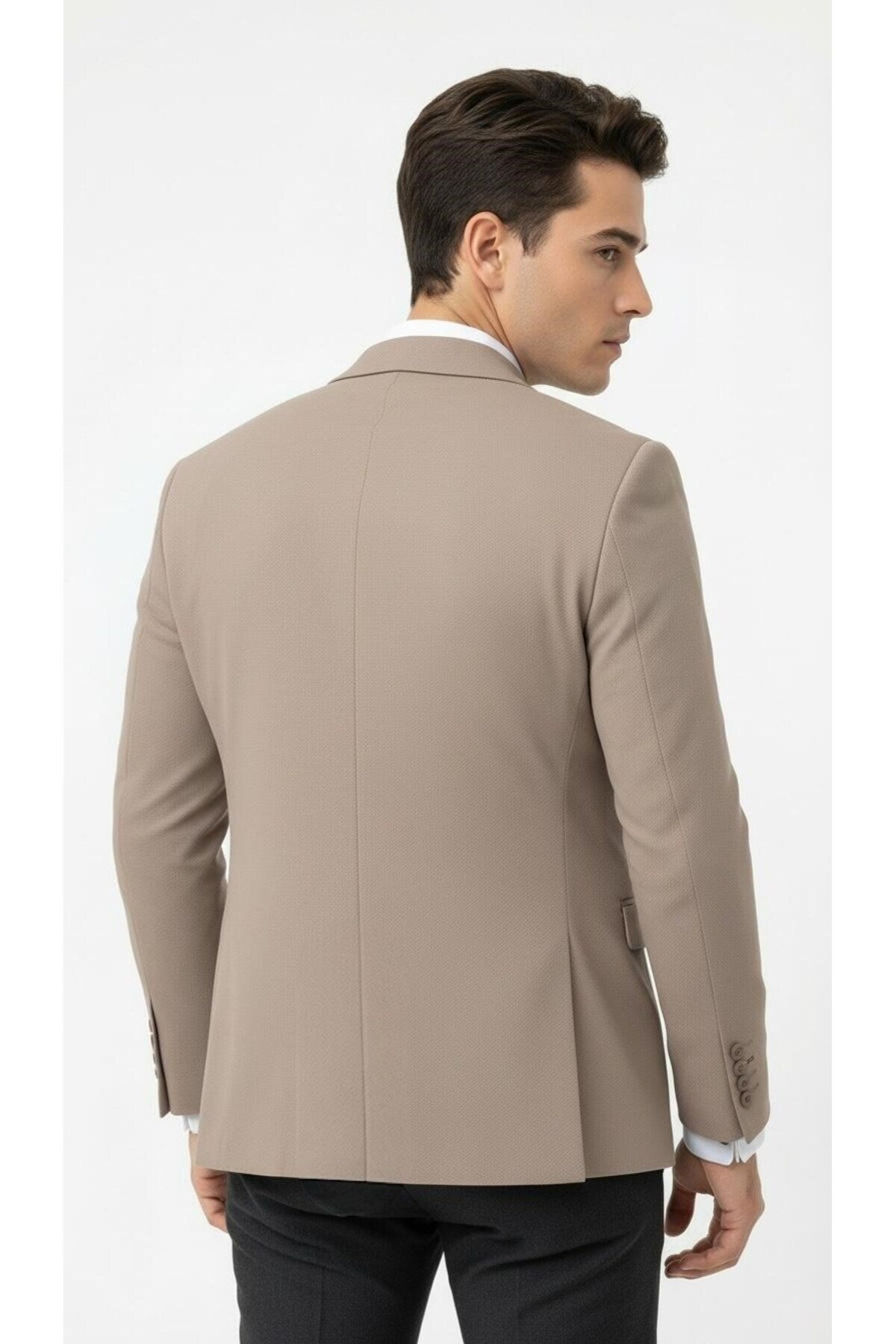 Erkek Slim Fit Tek Düğmeli Blazer Ceket – Vizon Renk, Şık ve Modern Kesim - Bej