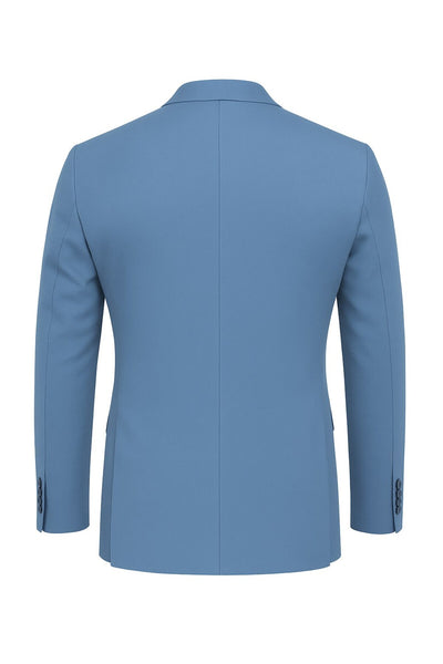 Erkek Slim Fit Blazer Ceket Açık İndigo – Tek Düğmeli – Şık Günlük & Ofis Kombinleri için – Tam Asta - Mavi