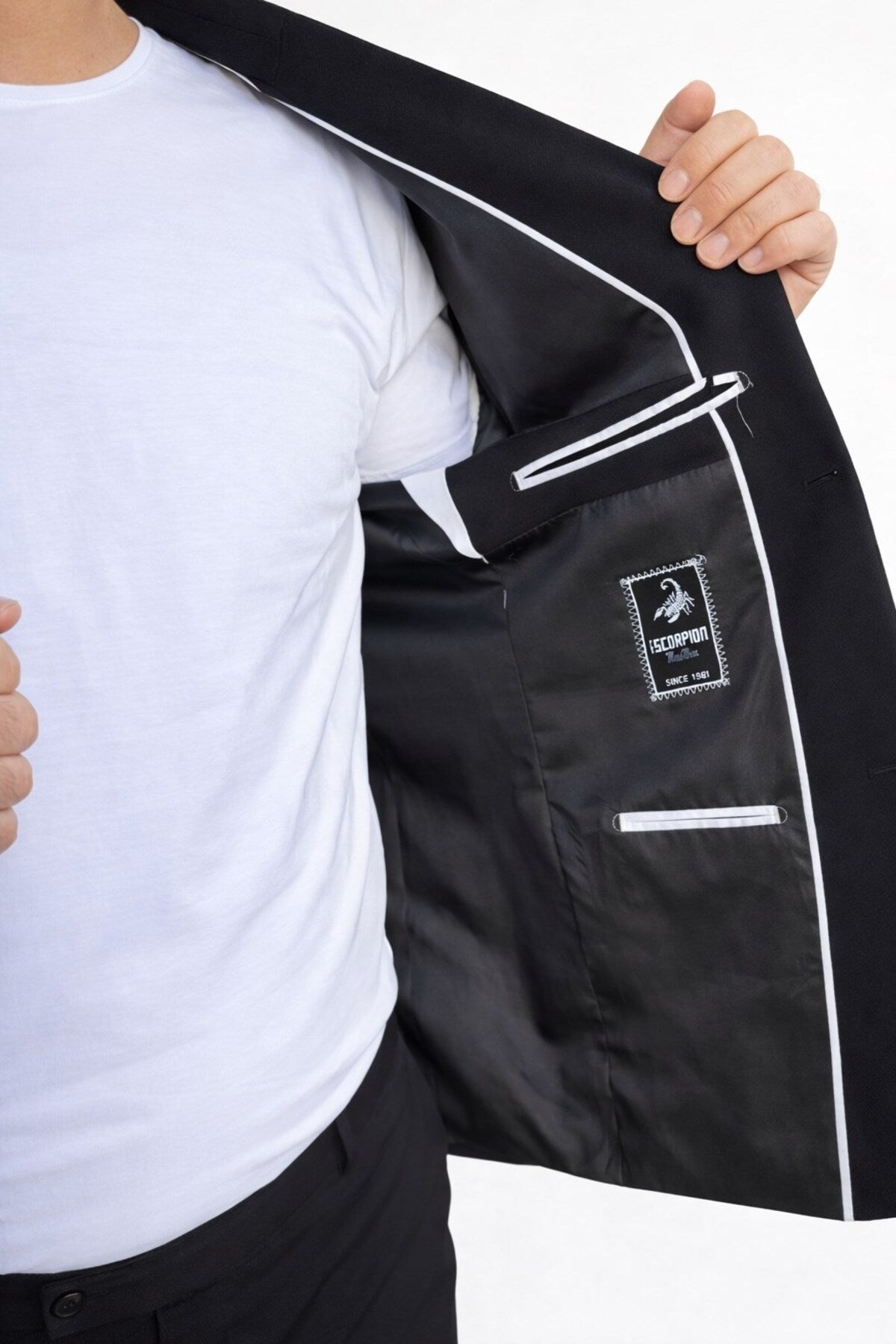 Erkek Klasik 2’li Takım Elbise 2 Düğmeli Slim Fit Esnek Kumaş Çift Yırtmaçlı 7 Drop - Siyah