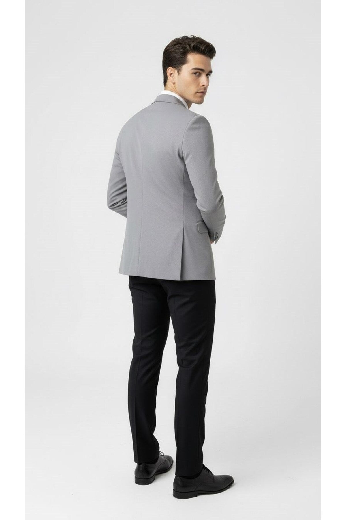 Erkek Açık Füme Slim Fit Blazer Ceket – Tek Düğme, Modern Kesim - Gri