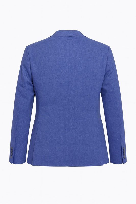 Erkek Slim Fit Blazer Ceket Tek Düğmeli Çift Yırtmaçlı Torba Cepli Yarım Astarlı - Mavi