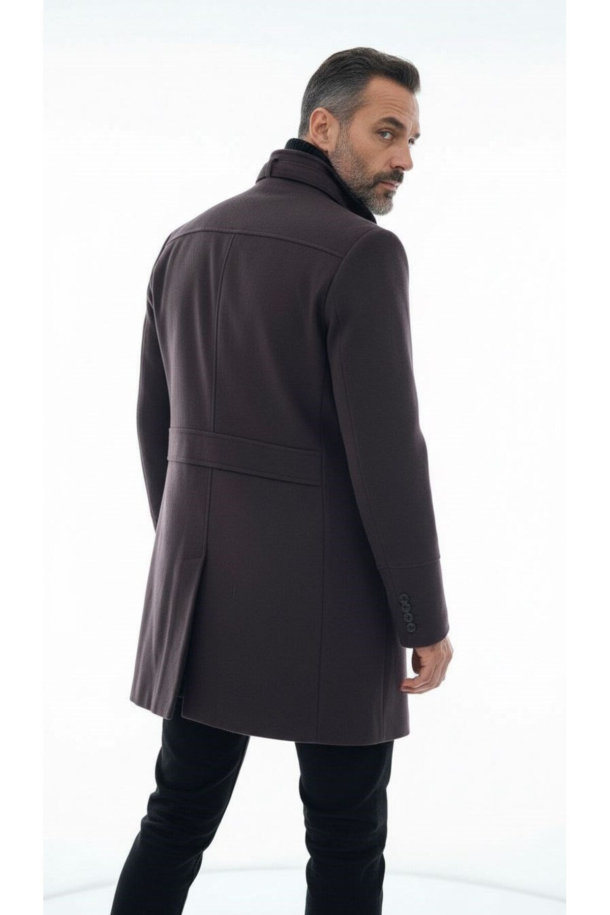 Erkek Slim Fit Kaşe Kaban – Çıkarılabilir Ribanalı Fermuarlı Yaka, S–XXL - Kahverengi