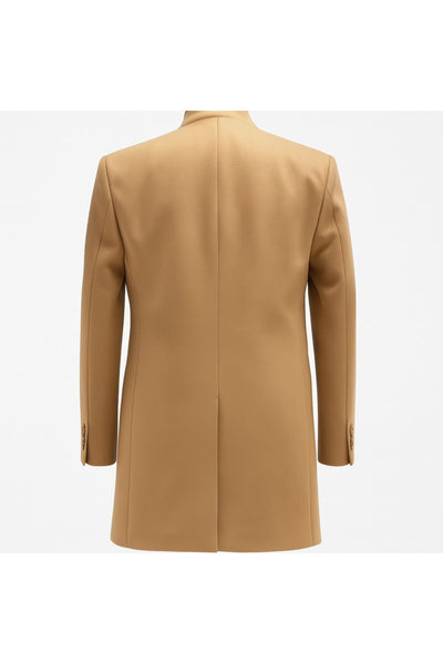 Erkek Uzun Kaşe Kaban – İtalyan Kesim Slim Fit Şık Model - Bej